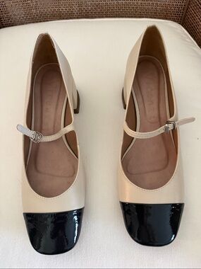 Cream and Black Two-Tone Mary Jane Heels